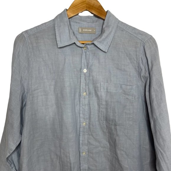 Everlane Girls Blue Button Down Casual Shirt Size 14 - Picture 8 of 8